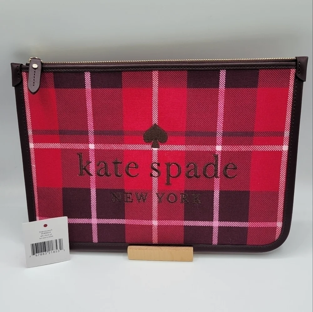 Kate Spade Large Zip Pouch Ella Classic Plaid